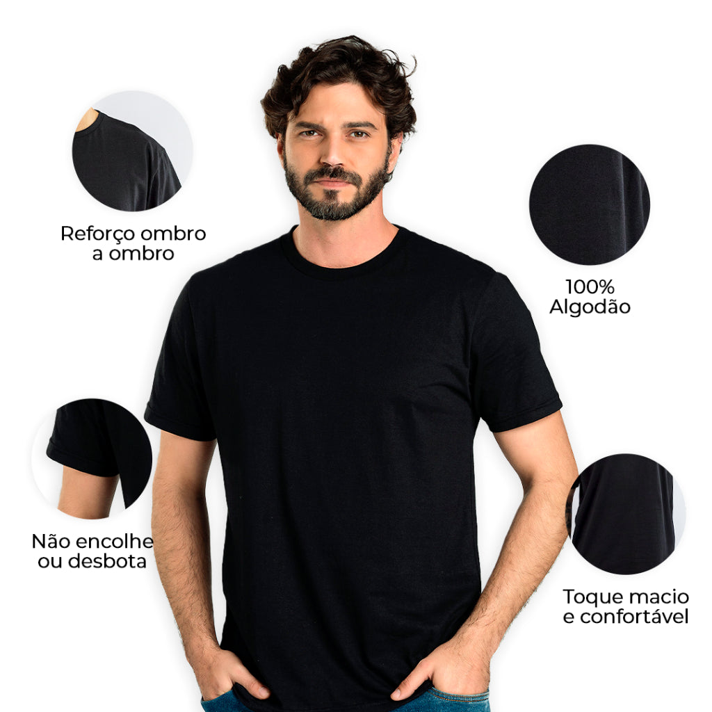 Kit 6 T-Shirts Masculinas Lisa – Algodão Puro, Corte Moderno e Durabilidade Máxima