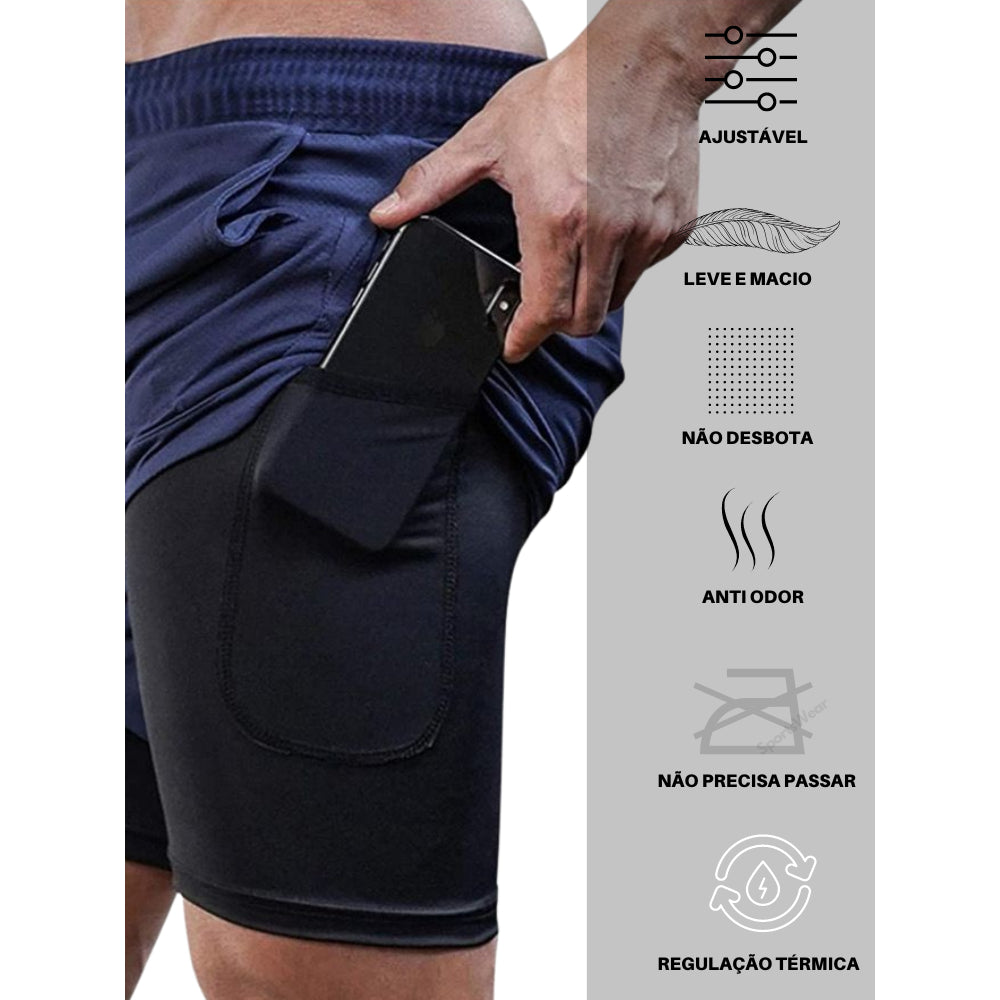 Conjunto 3 Shorts Fitness DryFit 2 em 1 – Suporte, Praticidade e Estilo no Treino