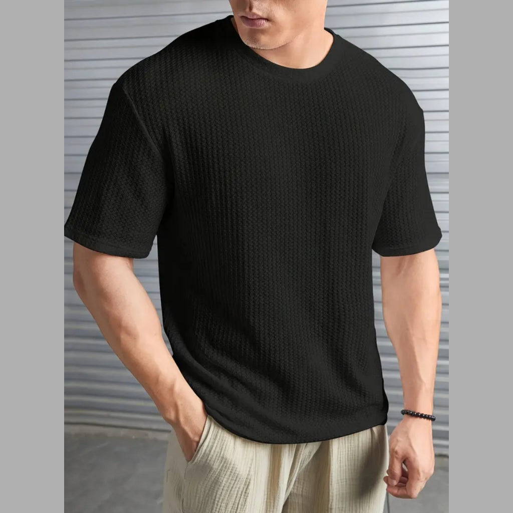 Kit 2 Camisas Oversized Texturizadas Quadradinhos – Modelagem Reta & Conforto Premium