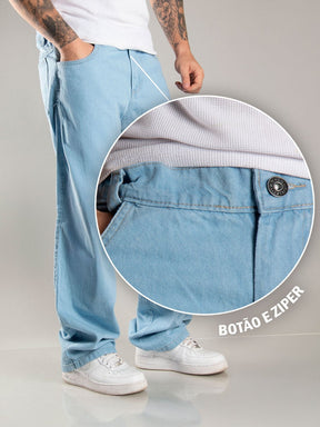 Kit 2 Calças Baggy Jeans Masculinas – Streetwear Carpenter Claro & Preto, Corte Reto