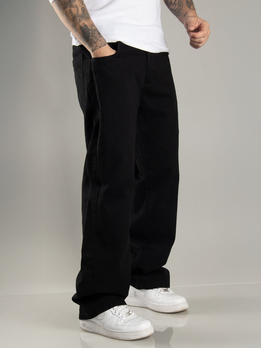 Kit 2 Calças Baggy Jeans Masculinas – Streetwear Carpenter Claro & Preto, Corte Reto
