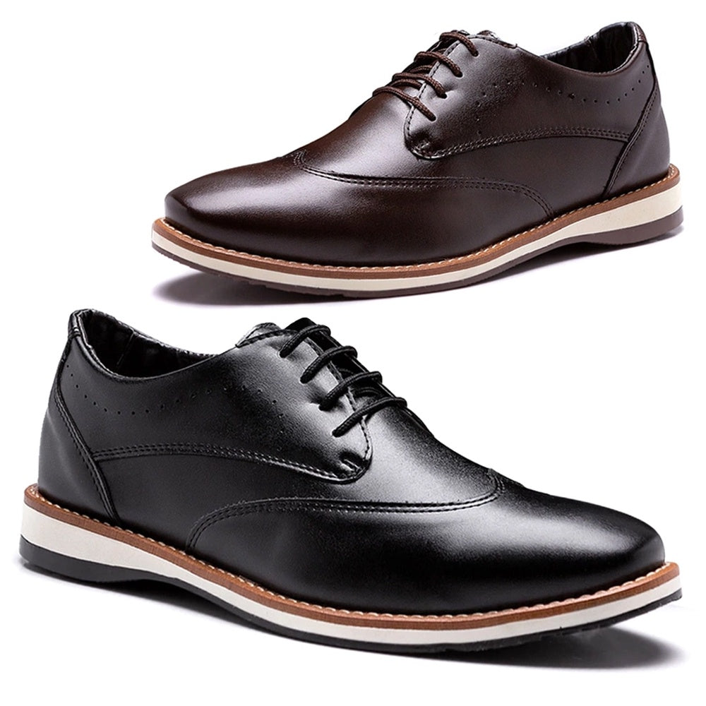 Kit 2 Sapatos Derby Versales – Casual Elegante em Preto & Marrom com Cadarço